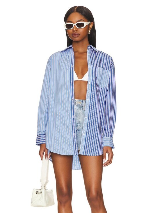 Solid & Striped Oxford Tunic Blue Stripe Button Down Cover Up Medium NWOT - Picture 5 of 5